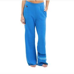 NWT AVIATOR NATION RUGBY STITCH WIDE LEG POCKET SWEATPANTS